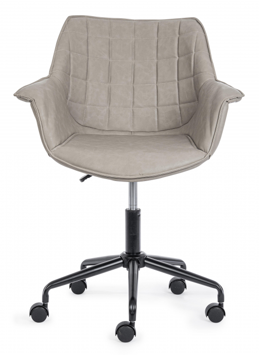Scaun de birou Joshua, Otel/Piele ecologica, Bej, 53x60x82 cm [2]