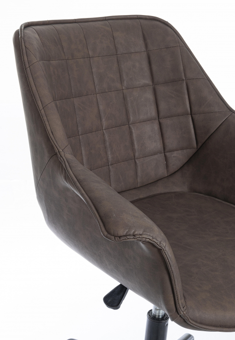 Scaun de birou Joshua, Otel/Piele ecologica, Maro inchis, 53x60x82 cm [5]