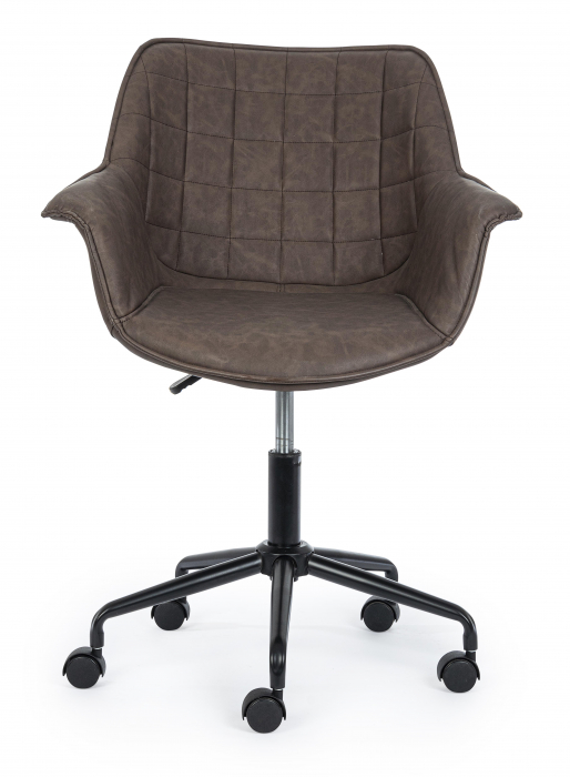 Scaun de birou Joshua, Otel/Piele ecologica, Maro inchis, 53x60x82 cm [2]