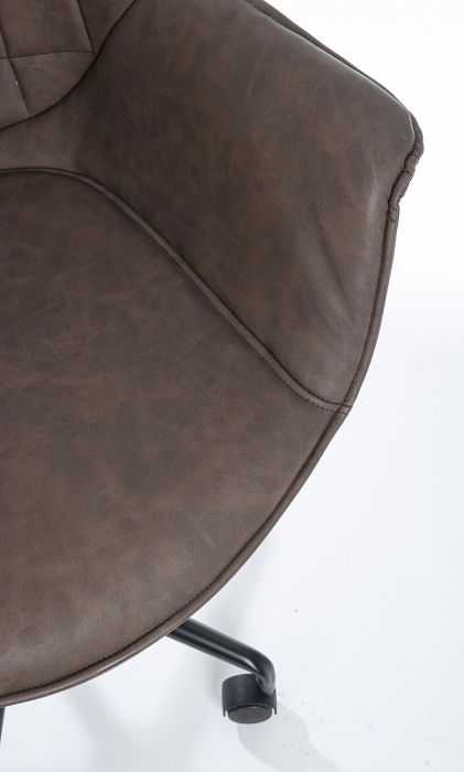Scaun de birou Joshua, Otel/Piele ecologica, Maro inchis, 53x60x82 cm [4]