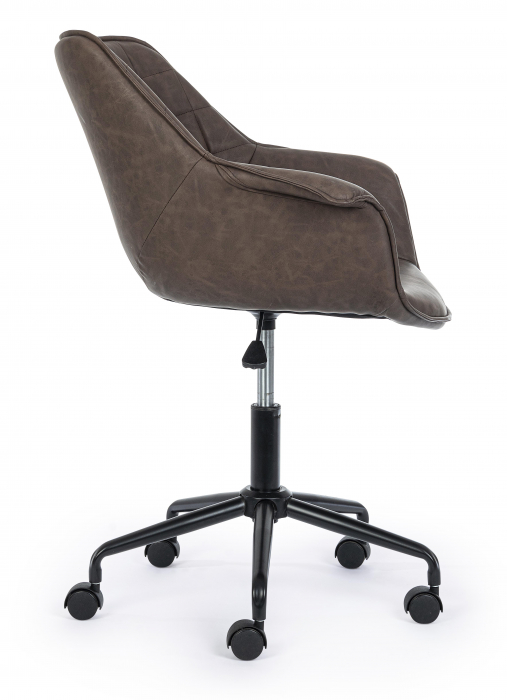 Scaun de birou Joshua, Otel/Piele ecologica, Maro inchis, 53x60x82 cm [6]