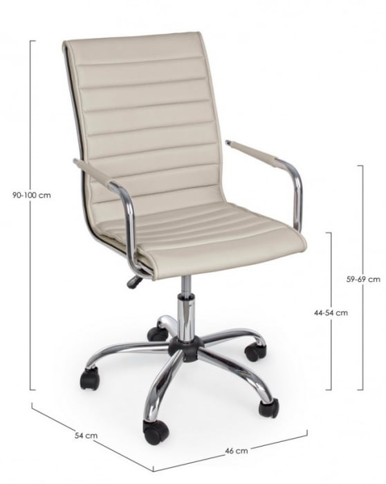 Scaun de birou PERTH, imitatie de piele, bej, 46x54x90cm [2]