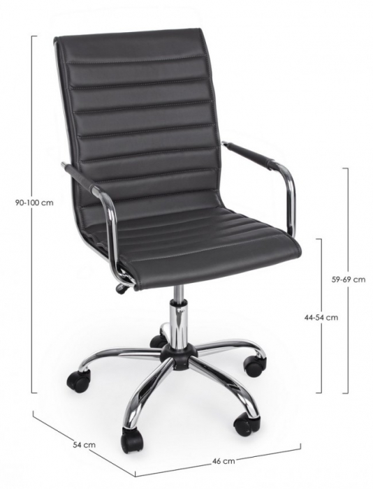 Scaun de birou PERTH, imitatie de piele, negru, 46x54x90cm [2]