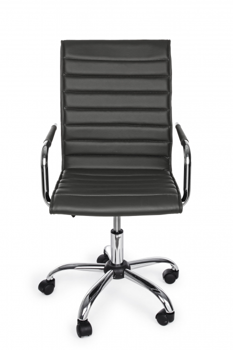 Scaun de birou Perth, Otel/Piele ecologica, Negru, 46x54x90/100 cm [2]
