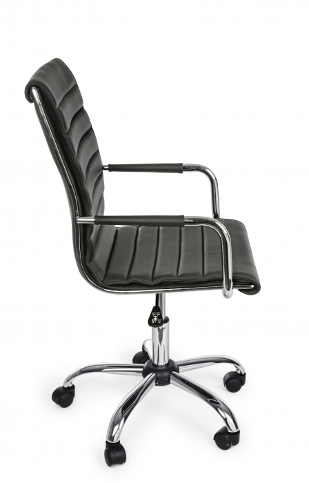 Scaun de birou Perth, Otel/Piele ecologica, Negru, 46x54x90/100 cm [3]