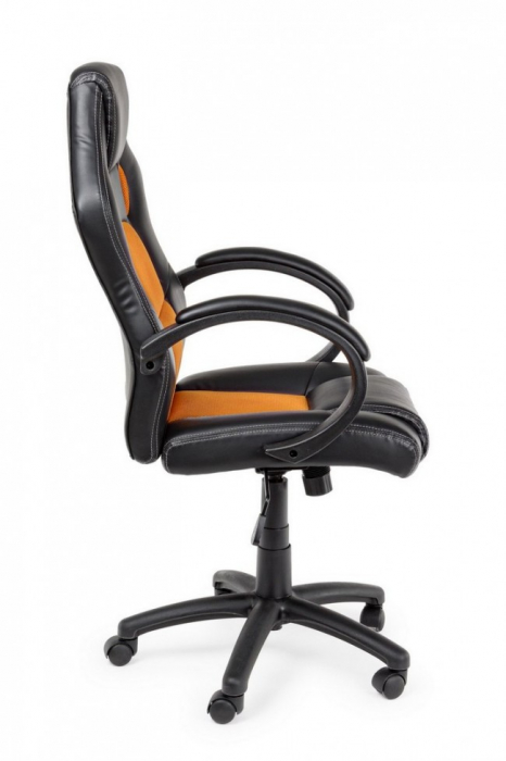 Scaun de birou Racing, Imitatie de piele, Negru/Orange, 55x66x110/120 cm [5]