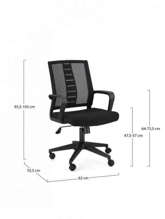 Scaun de Birou Roman Negru cu Cotere [3]