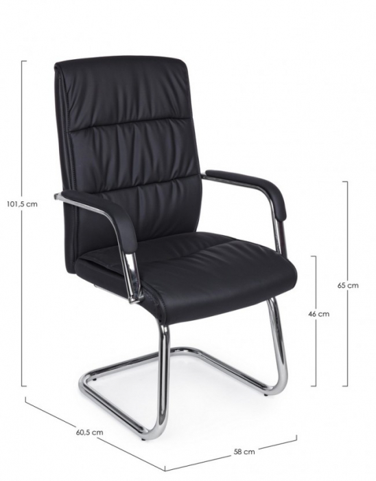 Scaun de birou SYDNEY,  imitatie de piele,  negru, 58x60.5x101.5cm [2]