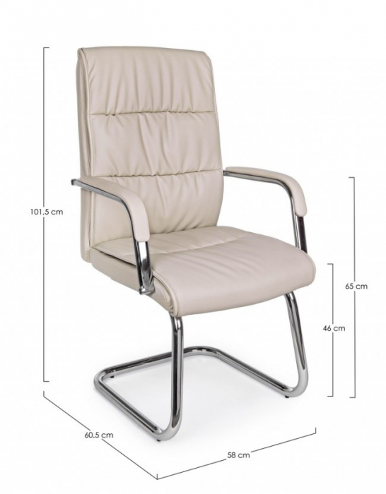 Scaun de birou Sydney, Imitatie din piele, Bej, 58x60.5x101.5 cm [2]