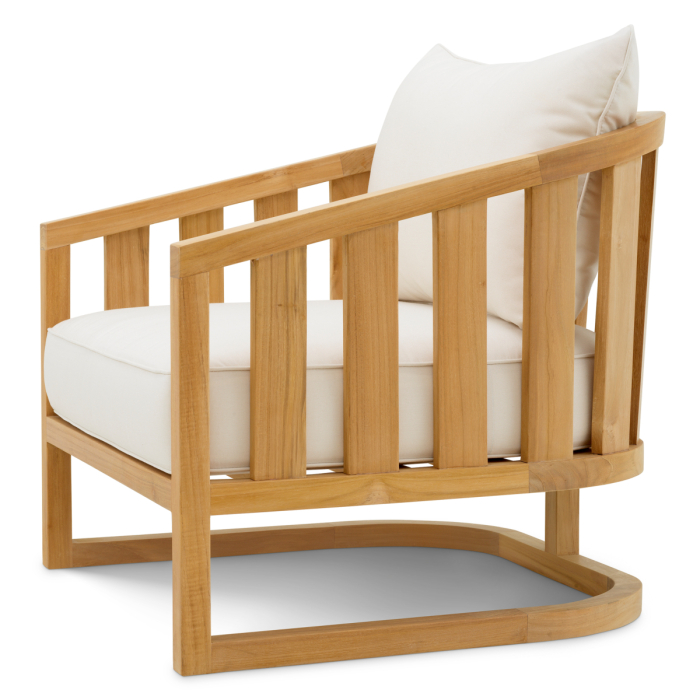 Scaun de exterior Aruba din lemn natural de tec, cu perne din panza Sunbrella |W. 75 | D. 76 | H. 78 | SD. 52 | SW. 67 | SH. 43 | AH. 54 cm  [3]