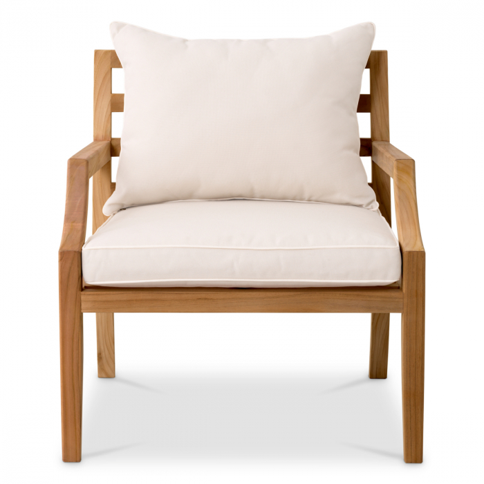 Scaun de exterior Hera teak natur flores off-white, Dims: W. 69 | D. 78 | H. 78 | SD. 51 | SH. 42 | AH. 57  (CM) [3]