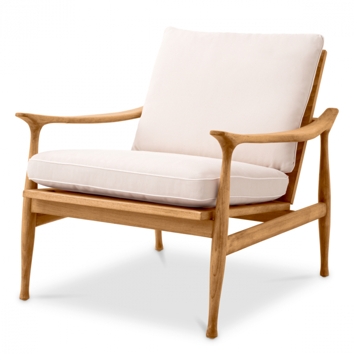 Scaun de exterior Manzo tec natur flores off-white cu perne, Dims: W. 77 | D. 82.5 | H. 76.5 | SD. 53 | SH. 46.5 | AH. 52  (CM) [1]