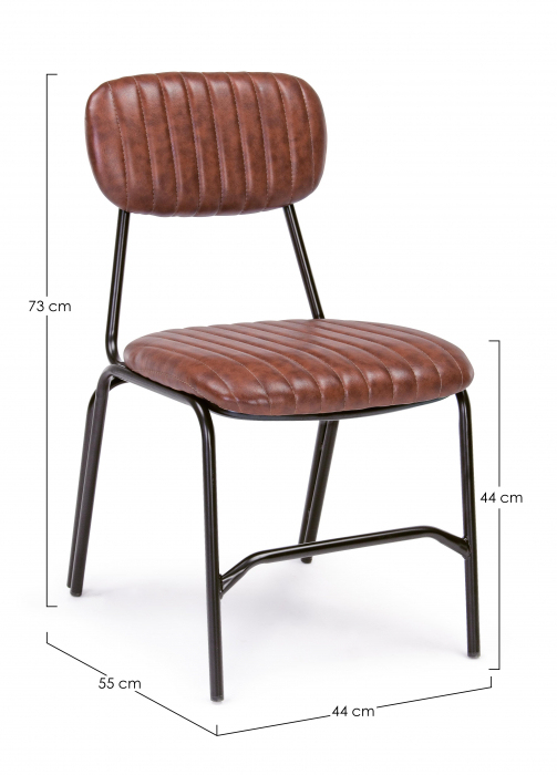 Scaun Debbie, Otel/Piele sintetica, Negru/Maro, 44x55x73 cm [5]