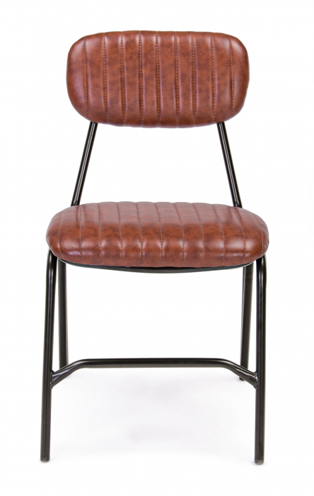 Scaun Debbie, Otel/Piele sintetica, Negru/Maro, 44x55x73 cm [2]