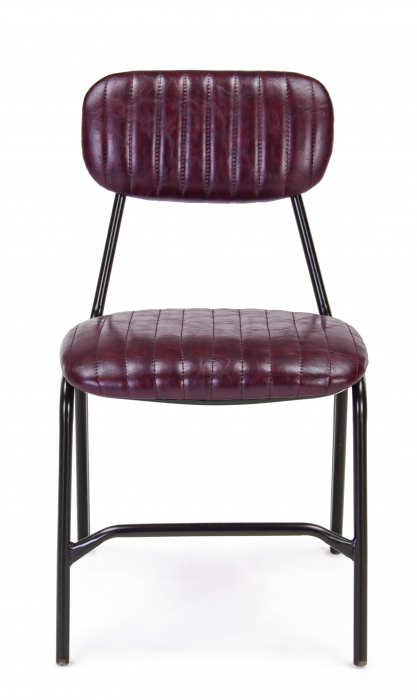 Scaun Debbie, Otel/Piele sintetica, Negru/Visiniu, 44x55x73 cm [2]