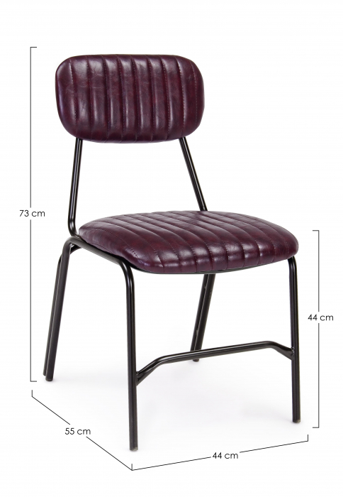 Scaun Debbie, Otel/Piele sintetica, Negru/Visiniu, 44x55x73 cm [7]