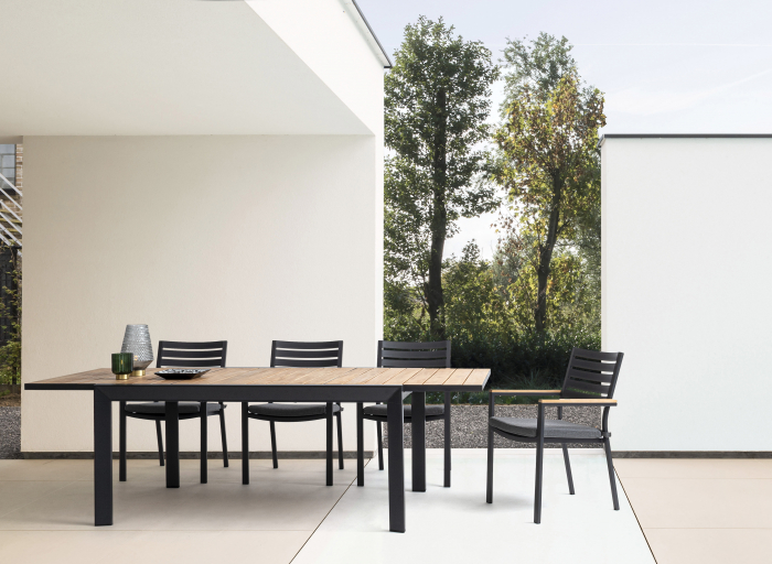 Scaun Delmar YK14, Aluminiu/Poliester, Gri inchis, 60x58x88.5 cm [10]