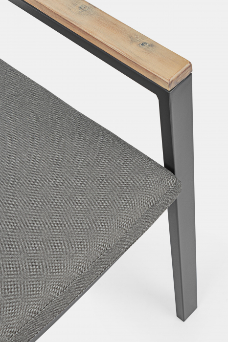 Scaun Delmar YK14, Aluminiu/Poliester, Gri inchis, 60x58x88.5 cm [6]