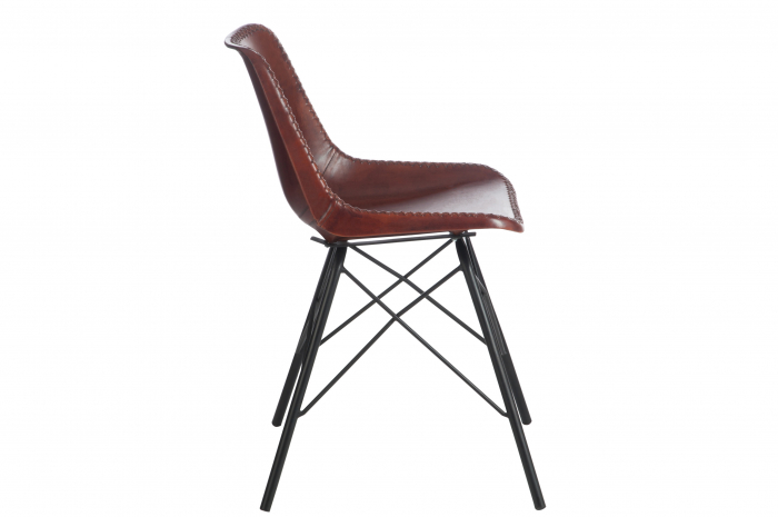 Scaun din piele, Metal/Piele, Negru, 46x49x79 cm [3]