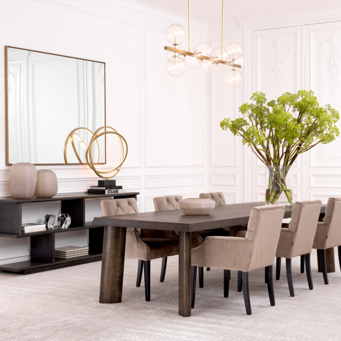 Scaun dining, Atena cu cotiera catifea greige Savona, Dims: W. 63 | D. 65 | H. 90 | SD. 45 | SH. 52 | AH. 64  (CM) [2]