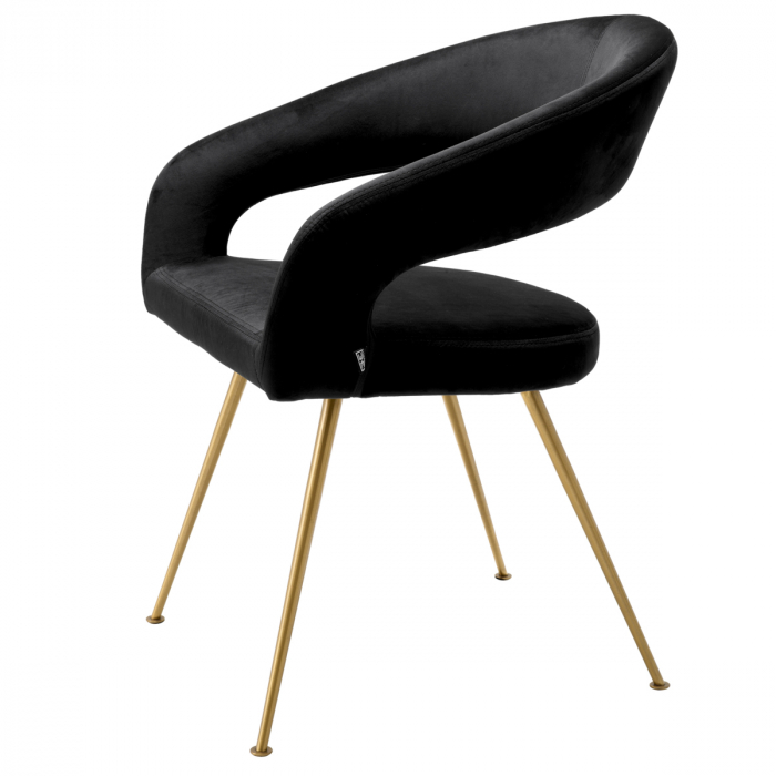 Scaun dining, Bravo Roche catifea neagra [5]