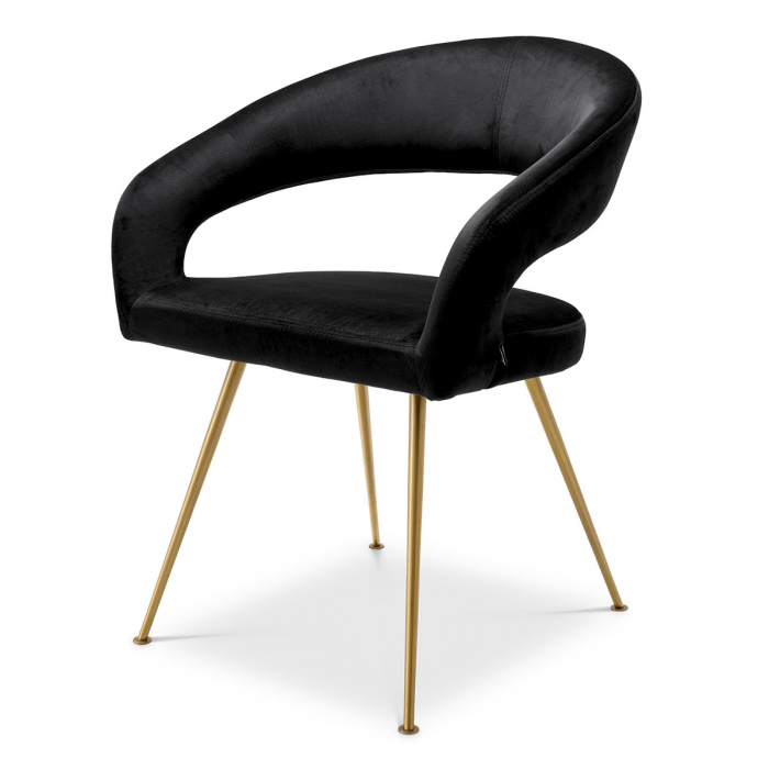 Scaun dining, Bravo Roche catifea neagra [1]