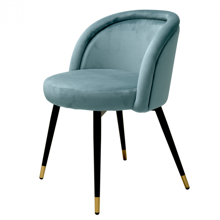 Scaun dining, Chloé Savona albastru catifea, Set de 2 [5]