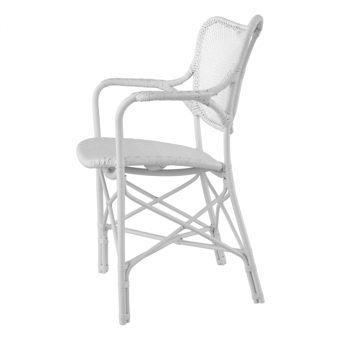 Scaun dining, Colony cu cotiera alb mat [4]