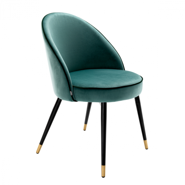Scaun dining, Cooper Roche din catifea turcoaz set de 2, Dims: W. 55 | D. 64 | H. 83 | SD. 50 | SH. 49  (CM) [7]