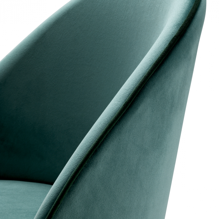 Scaun dining, Cooper Roche din catifea turcoaz set de 2, Dims: W. 55 | D. 64 | H. 83 | SD. 50 | SH. 49  (CM) [8]