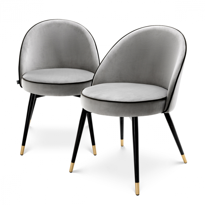 Scaun dining, Cooper Roche set de 2 catifea gri deschis [1]
