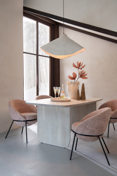Scaun dining din metal, roz deschis/negru [1]
