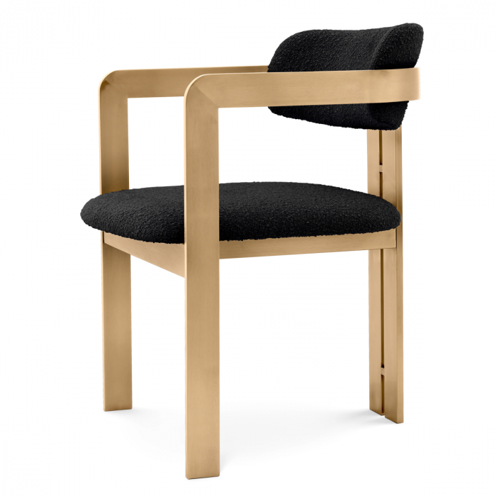 Scaun dining, Donato finisaj alamă, bouclé negru [4]