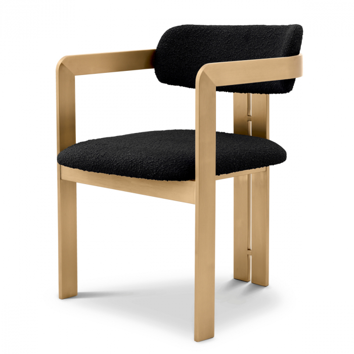 Scaun dining, Donato finisaj alamă, bouclé negru [1]