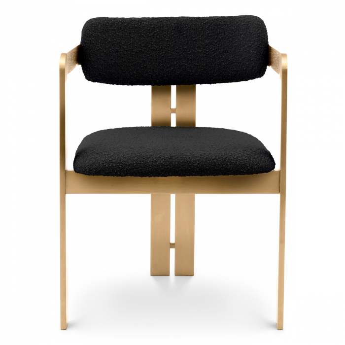 Scaun dining, Donato finisaj alamă, bouclé negru [2]