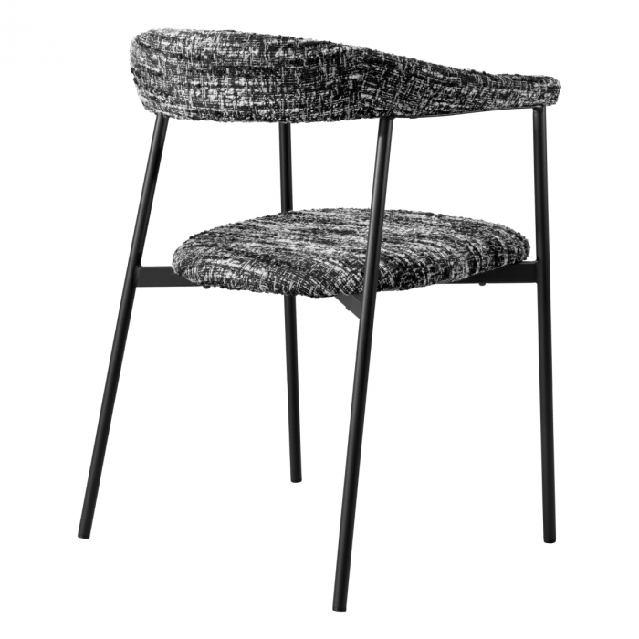 Scaun dining, Julio bouclé sonata negru set de 2, Dims: W. 57 | D. 55 | H. 77.5 | SD. 47 | SW. 48 | SH. 48 | AH. 70.5  (CM) [6]