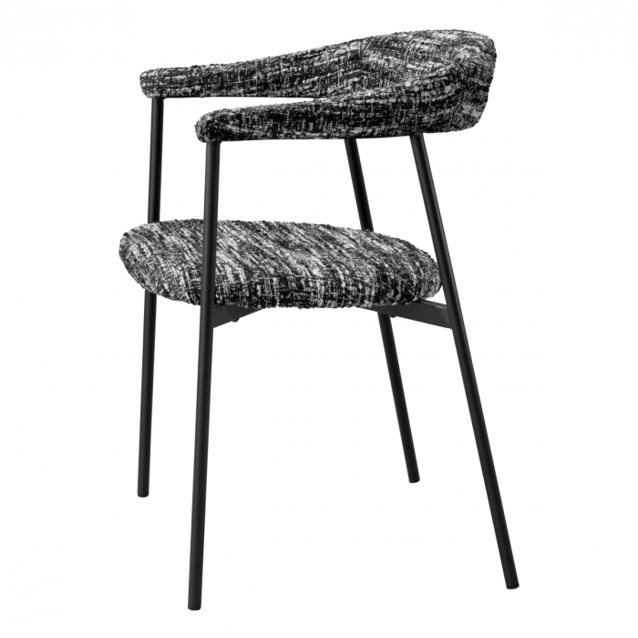 Scaun dining, Julio bouclé sonata negru set de 2, Dims: W. 57 | D. 55 | H. 77.5 | SD. 47 | SW. 48 | SH. 48 | AH. 70.5  (CM) [5]