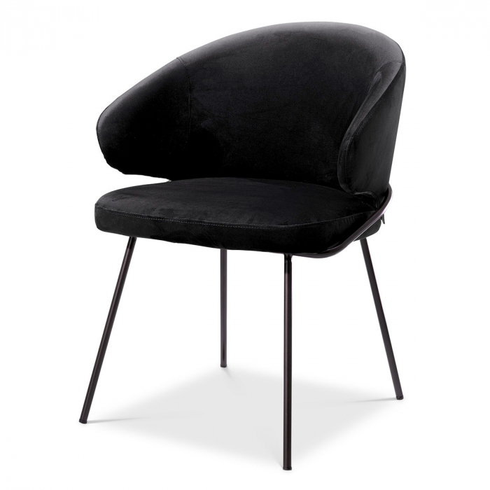 Scaun dining, Kinley Roche catifea neagra [1]
