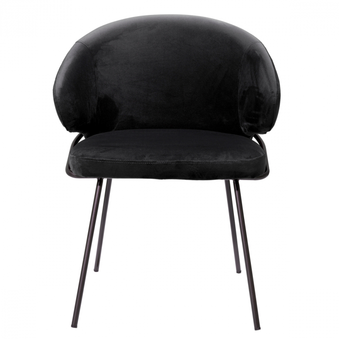 Scaun dining, Kinley Roche catifea neagra [2]