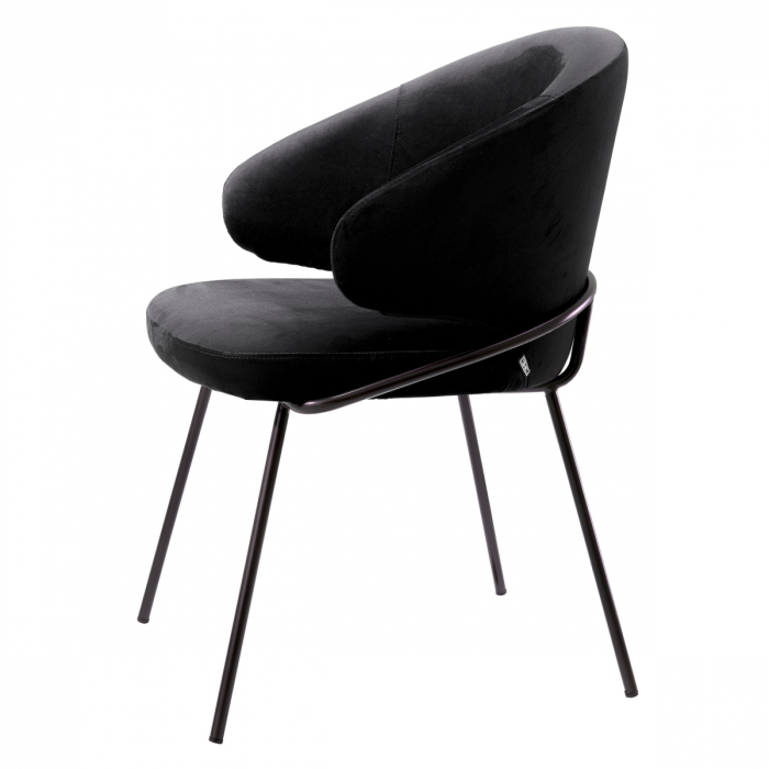 Scaun dining, Kinley Roche catifea neagra [4]