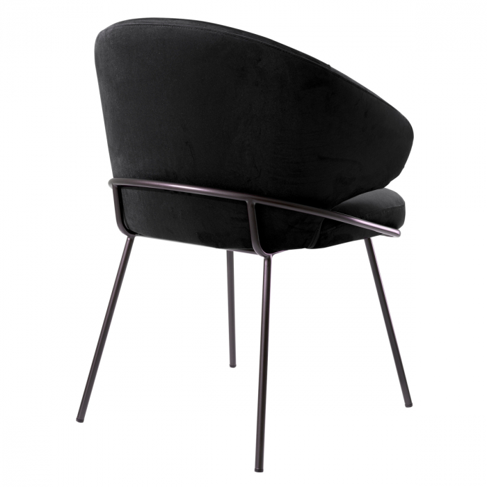 Scaun dining, Kinley Roche catifea neagra [3]