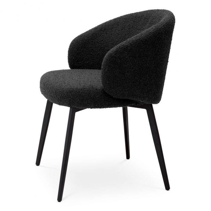 Scaun dining, Lloyd cu cotiera, bouclé negru set de 2 [5]