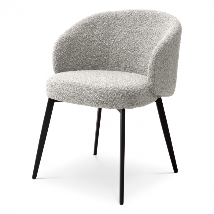 Scaun dining, Lloyd cu cotiera gri bouclé, Set de 2  [2]