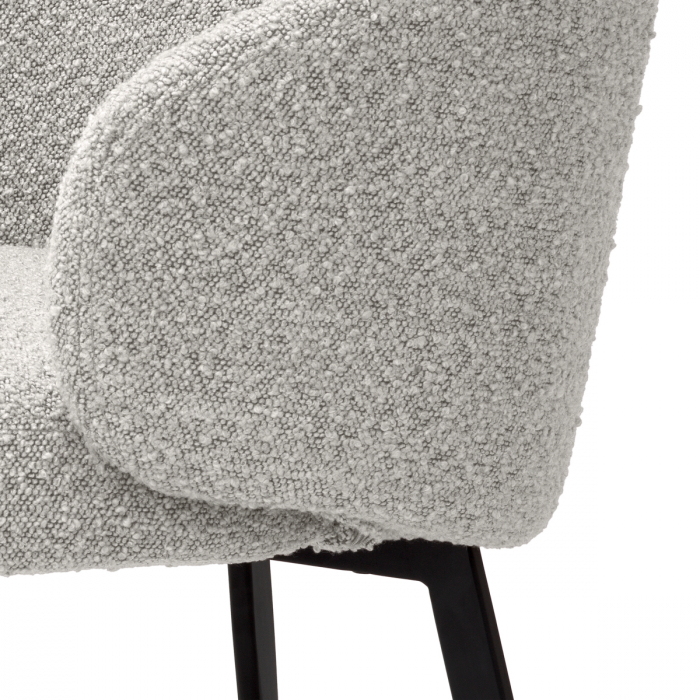 Scaun dining, Lloyd cu cotiera gri bouclé, Set de 2  [6]