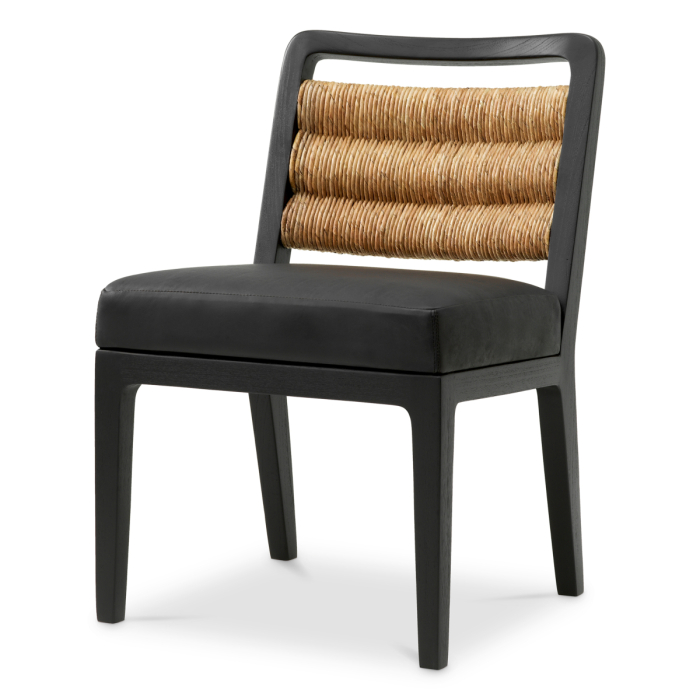 Scaun dining Luberon clasic cu finisaj negru, piele neagra |W. 56 | D. 63 | H. 85 | SD. 49 | SH. 51 cm [2]