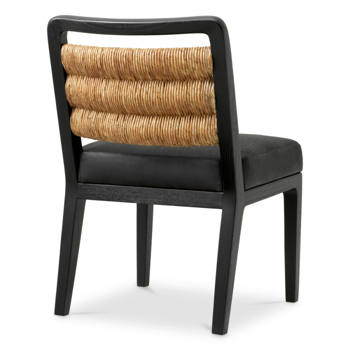 Scaun dining Luberon clasic cu finisaj negru, piele neagra |W. 56 | D. 63 | H. 85 | SD. 49 | SH. 51 cm [3]
