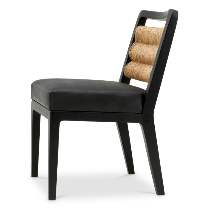 Scaun dining Luberon clasic cu finisaj negru, piele neagra |W. 56 | D. 63 | H. 85 | SD. 49 | SH. 51 cm [4]