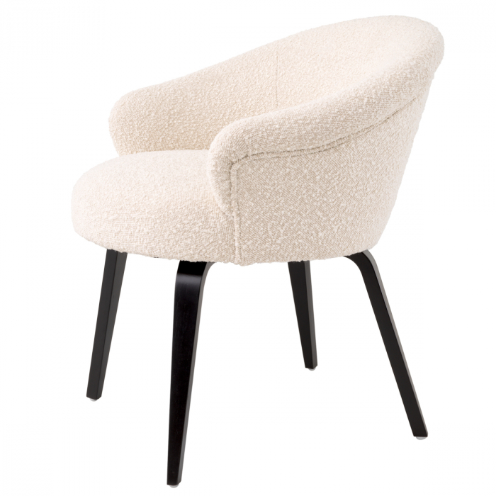 Scaun dining, Moretti bouclé cream, Dims: W. 65 | D. 65 | H. 74.5 | SD. 48.5 | SH. 52 | AH. 60  (CM) [4]