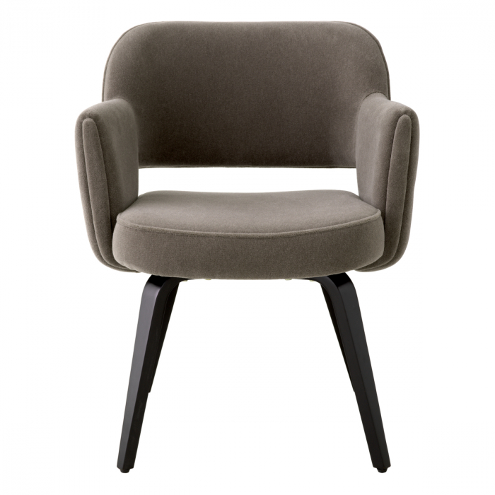 Scaun dining, Park Johnston, mohair maro, Dims: W. 62 | D. 61 | H. 80 | SD. 47 | SH. 46 | AH. 65.5  (CM) [2]