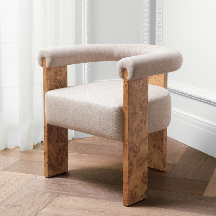 Scaun dining Percy maro deschis, furnir de nuante de lemn, loki natural |W. 67 | D. 62 | H. 69.5 | SD. 50 | SW. 44 | SH. 50 | AH. 69.5 cm [1]